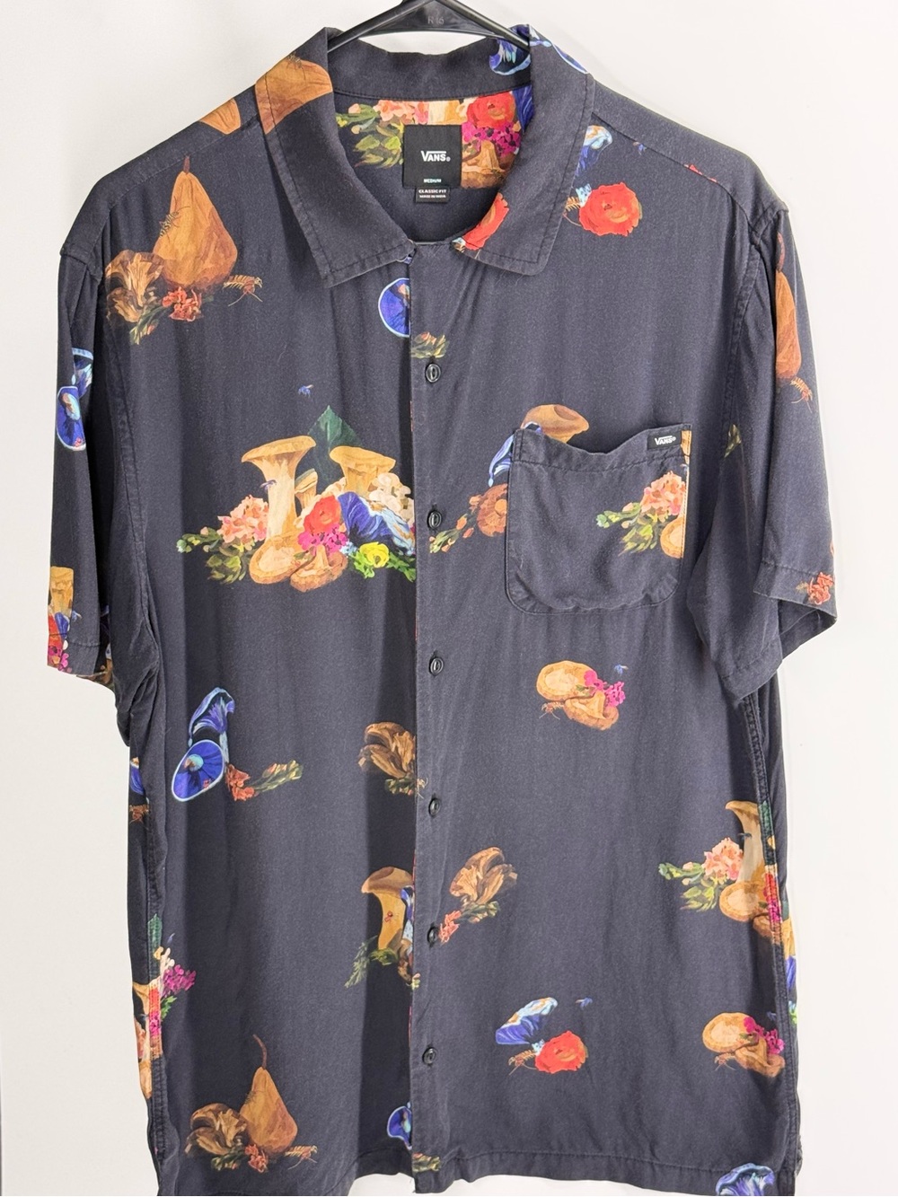 Van’s still life mushroom print button down shirt